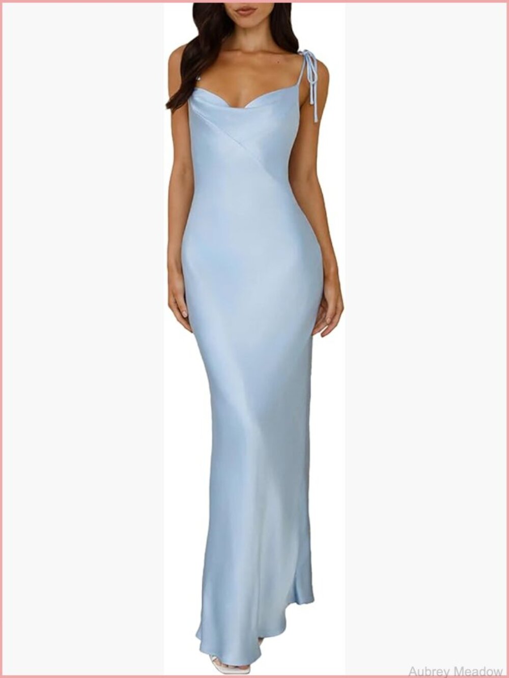 Satin Cowl Neck Spaghetti Strap Maxi Dress With Slit for Women